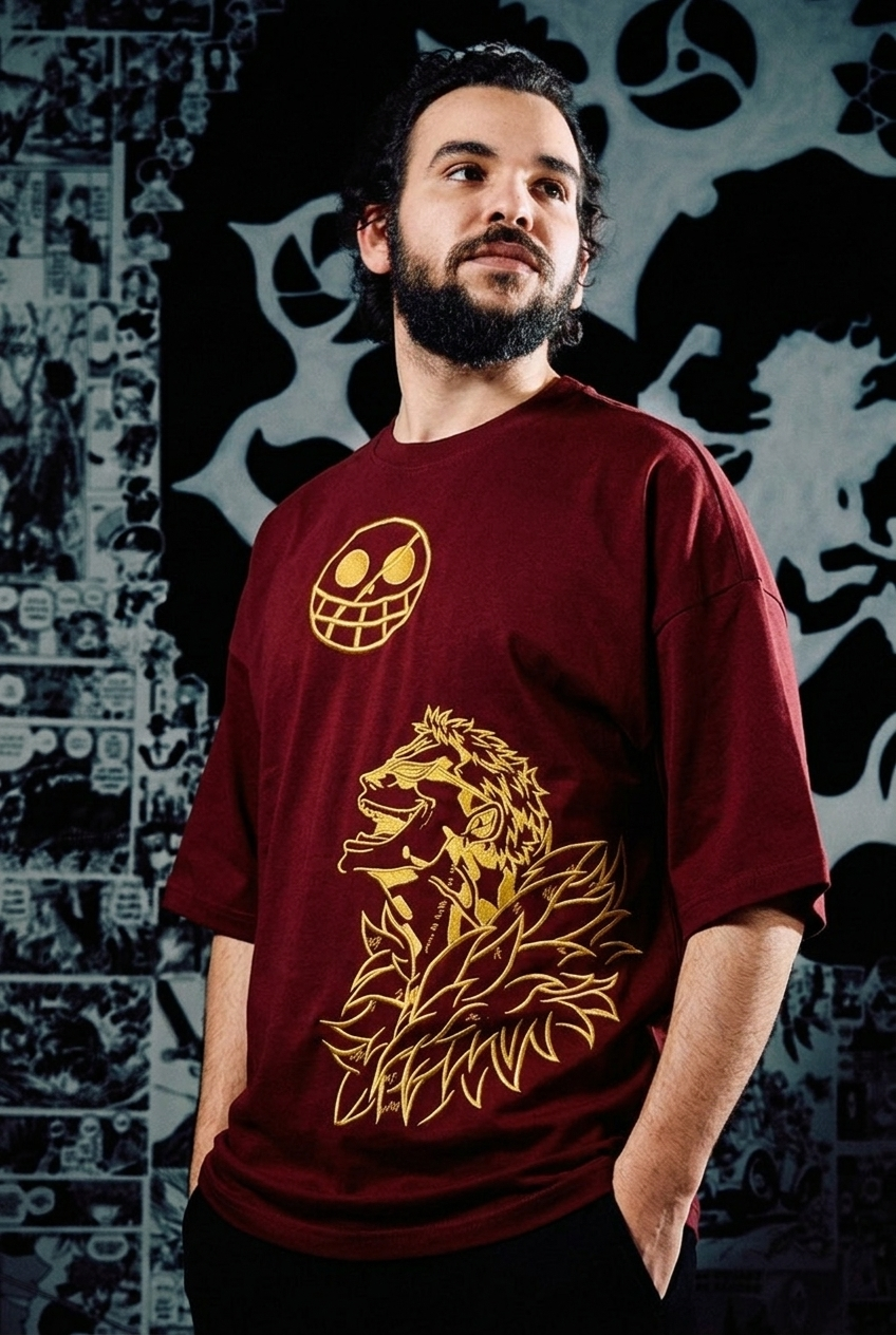 One Piece T-Shirt – Trafalgar Law Golden Edition - Dark Red
