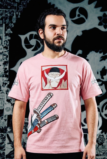 One Piece T-Shirt – Whitebeard & Zoro's Three Swords Edition - Pink