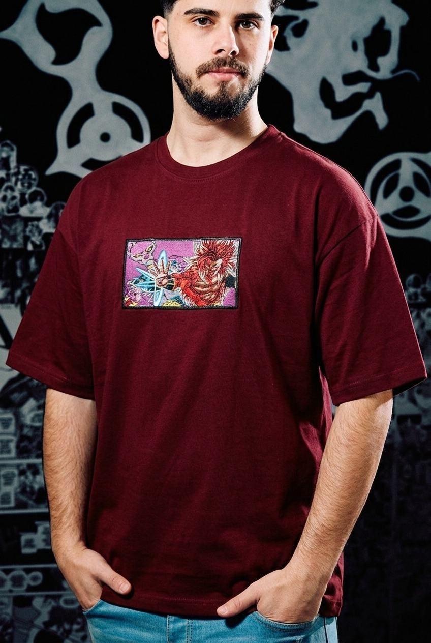 Dragon Ball T-Shirt – Broly vs Beerus Comic Panel Edition - Dark Red