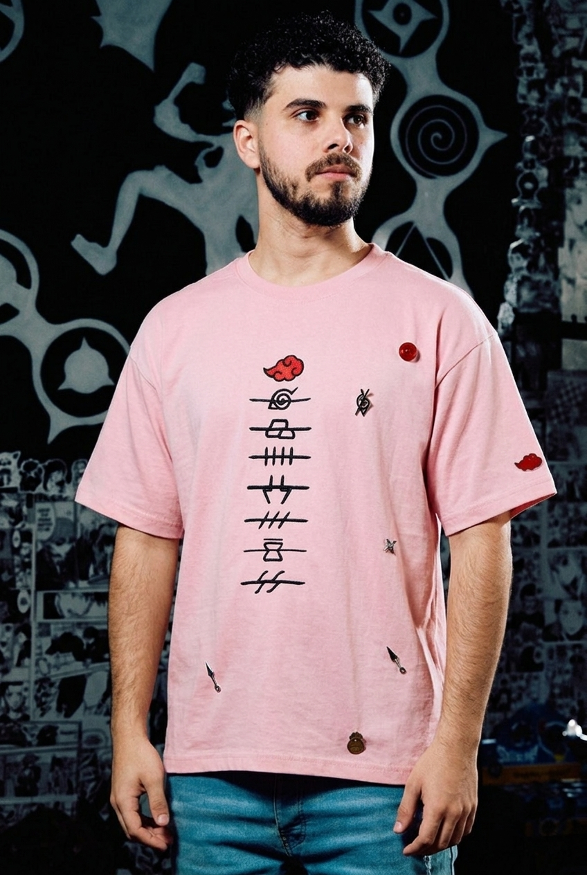 Naruto T-Shirt – Akatsuki Members Edition (Front & Back) - Pink
