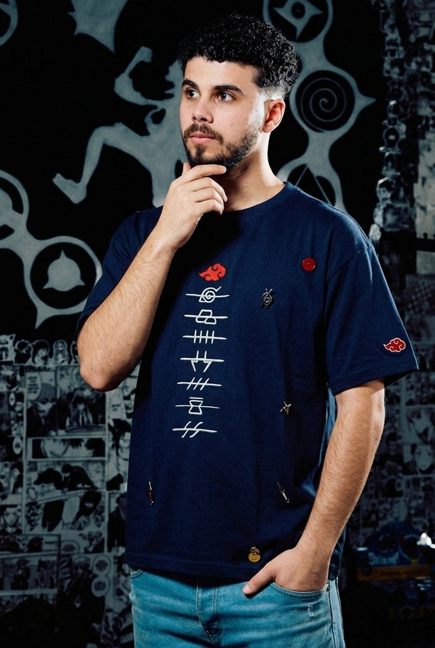 Naruto T-Shirt – Akatsuki Edition (Front Design) - Navy Blue
