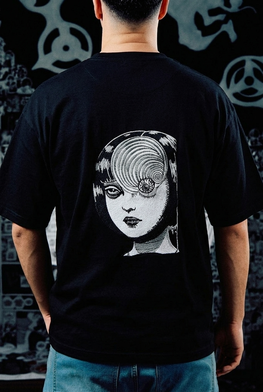 Junji Ito T-Shirt – Uzumaki Spiral Horror Back Print Edition - Black
