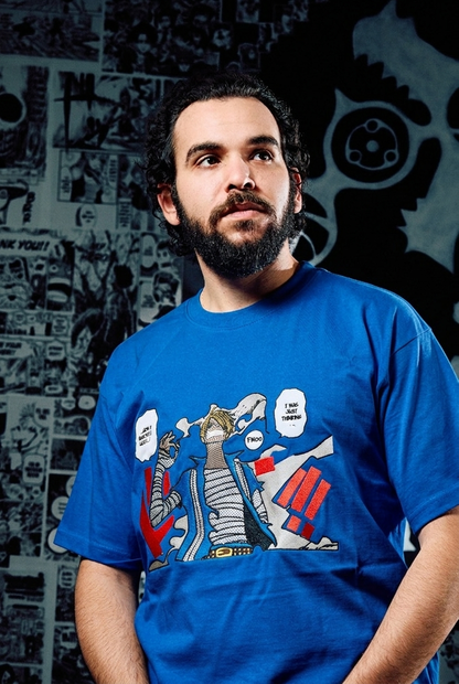 One Piece T-Shirt – Sanji 'I Was Just Thinking' Comic Panel Edition - Blue