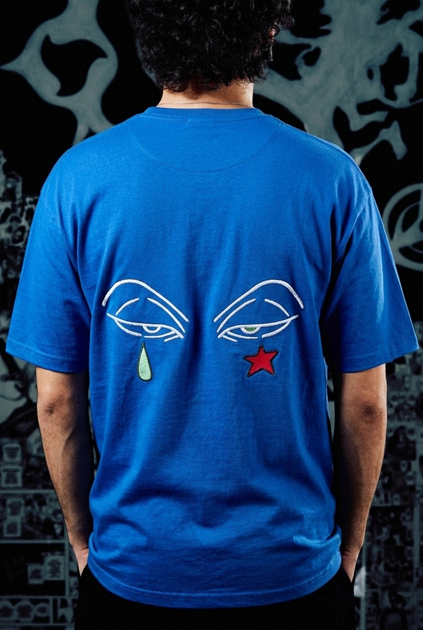Anime Eyes T-Shirt – Tear & Star Back Print Edition - Blue