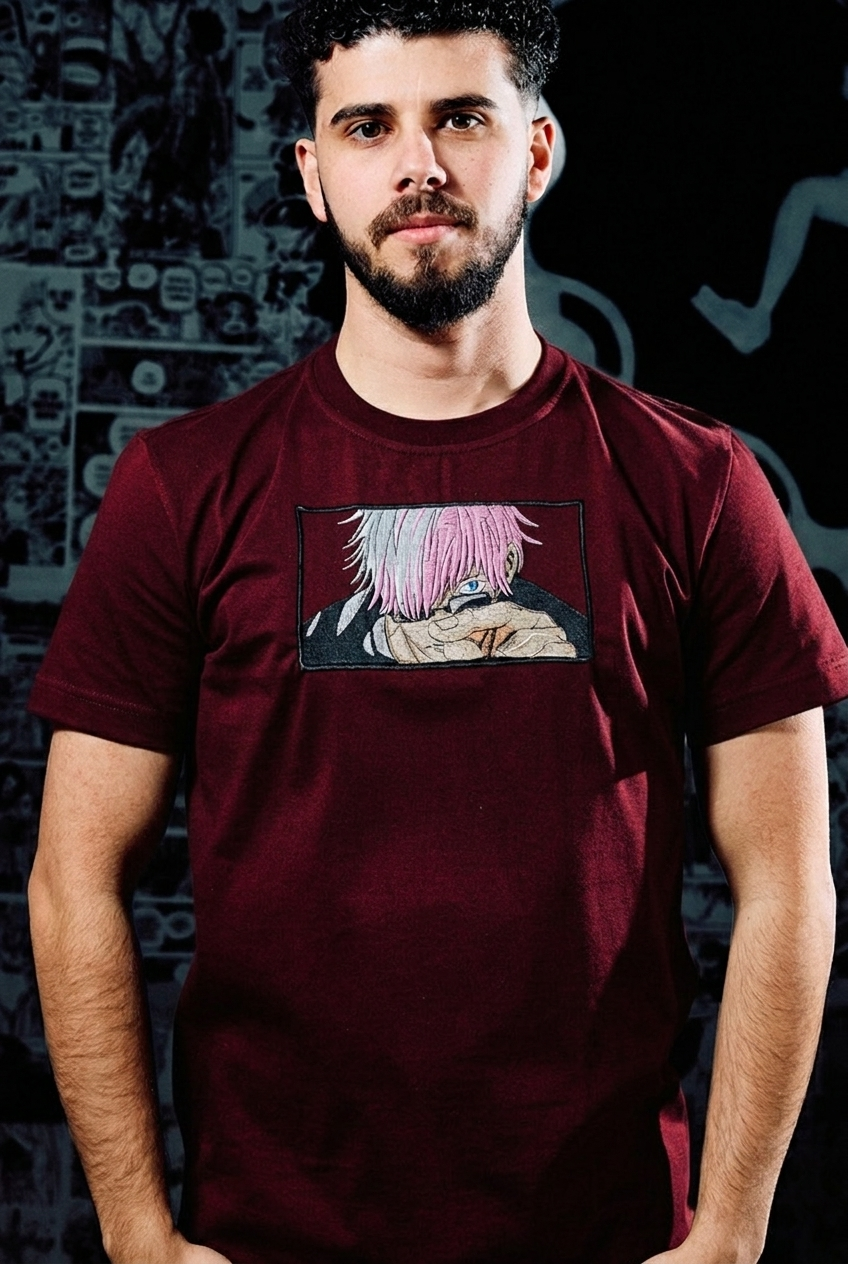 Jujutsu Kaisen T-Shirt – Gojo Satoru Limitless Edition - Dark Red