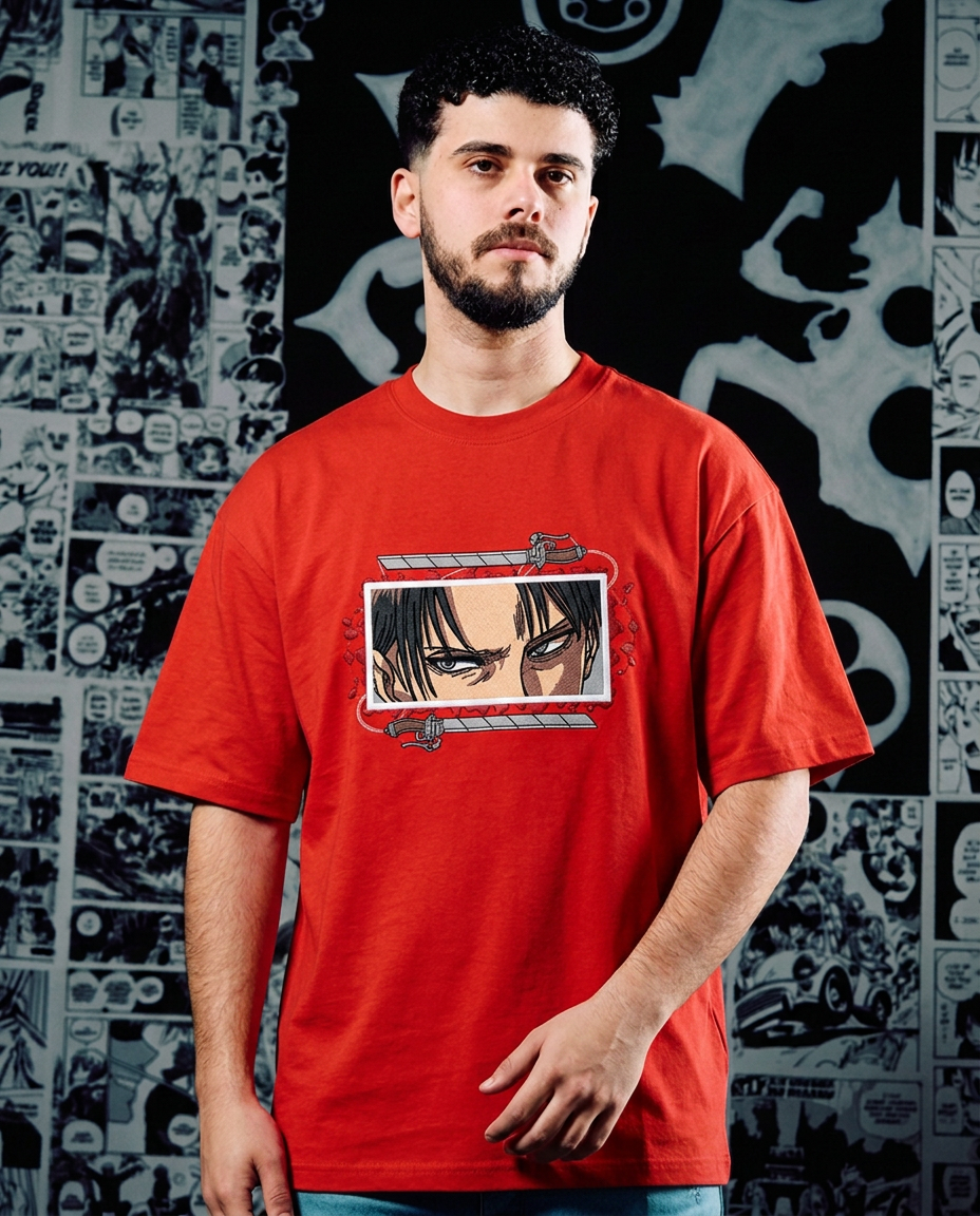Levi Ackerman Embroidered Tee