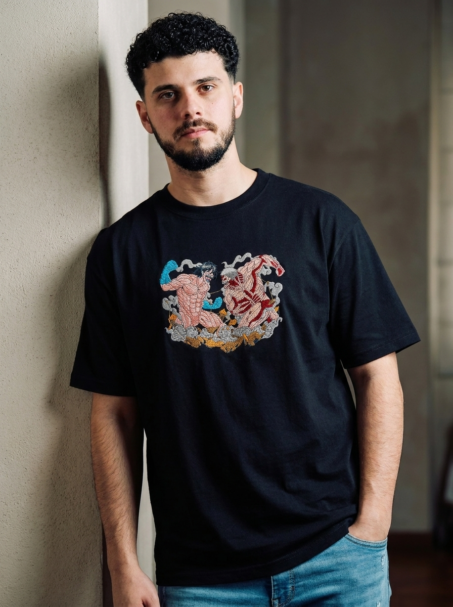 Underground Fighter Embroidered Tee - Black