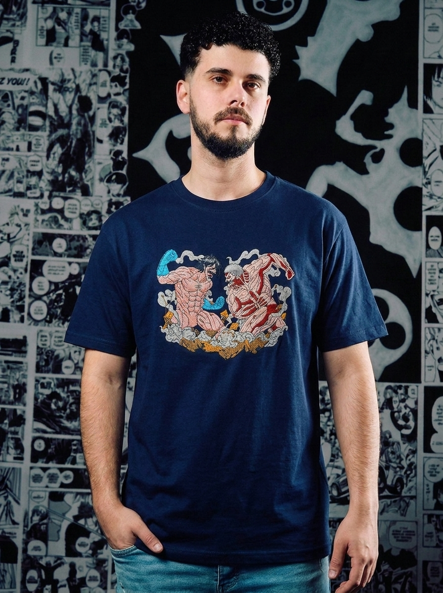 Underground Fighter Embroidered Tee - Navy