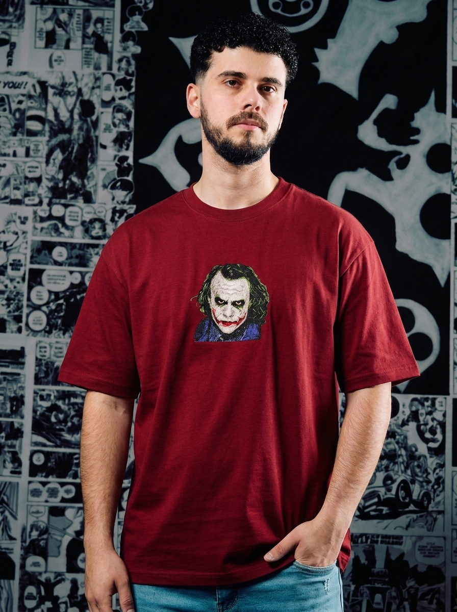 The Dark Knight Rises Embroidered Tee - Dark Red