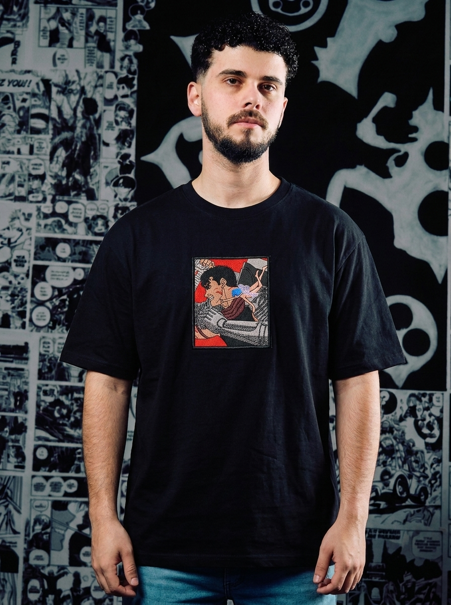 Hawk of Light Embroidered Tee - Black