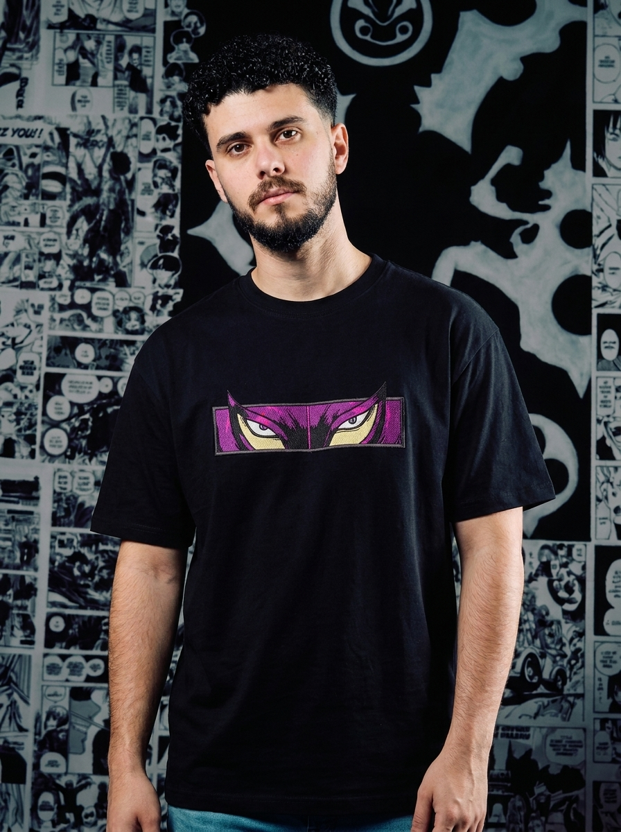 Skull Knight Embroidered Tee - Black