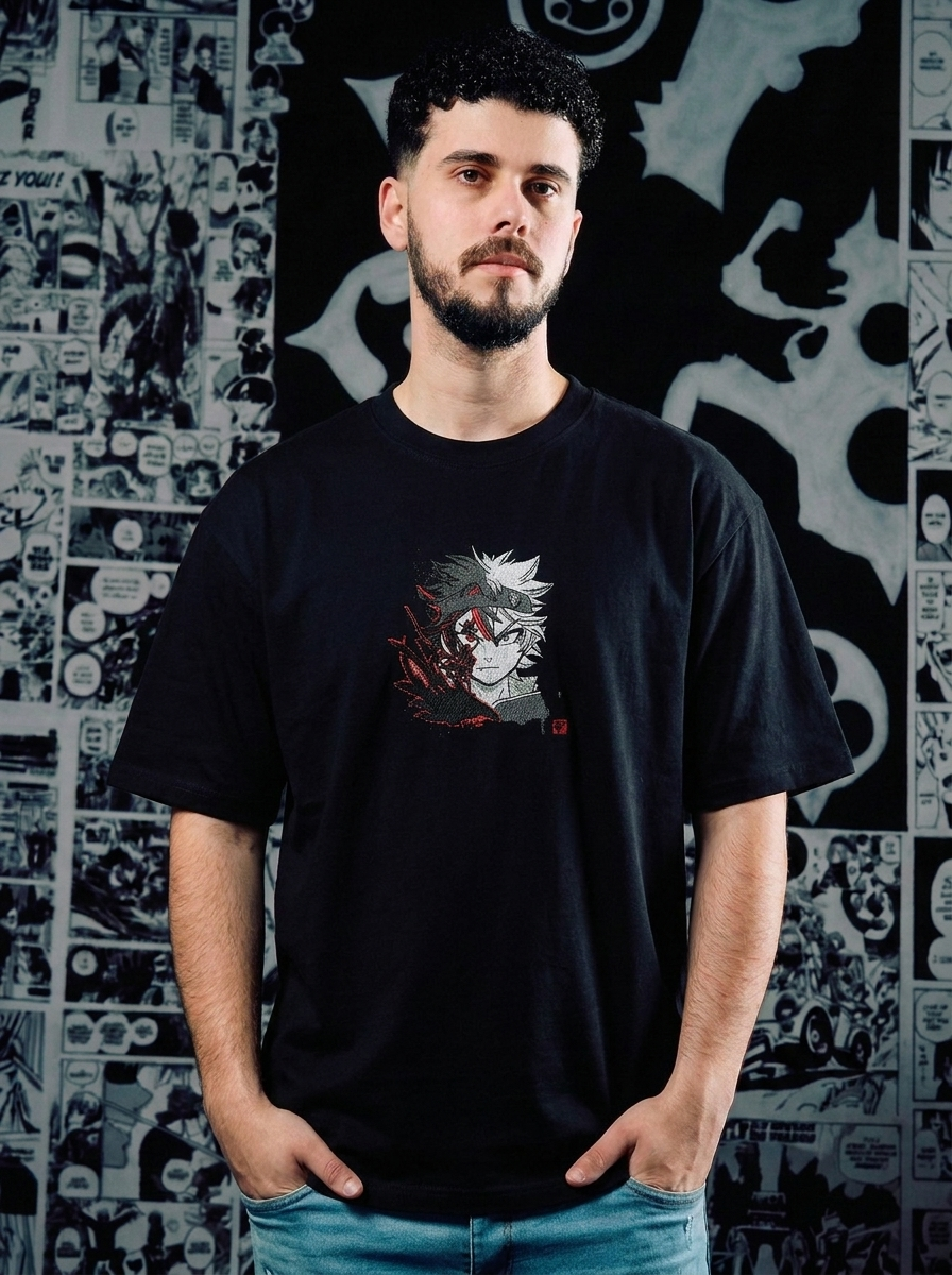 Wind Spirit Mage Embroidered Tee - Black