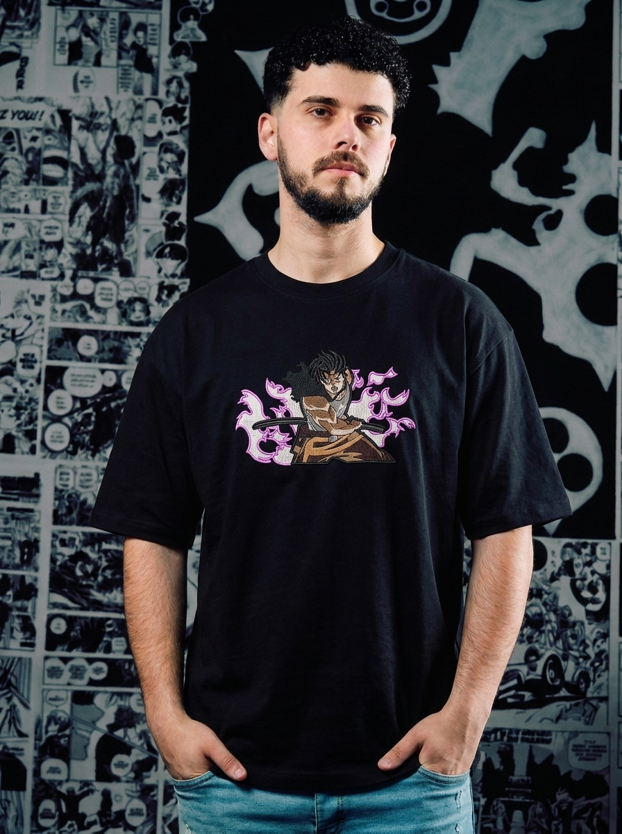 Devil Union Knight Embroidered Tee - Black