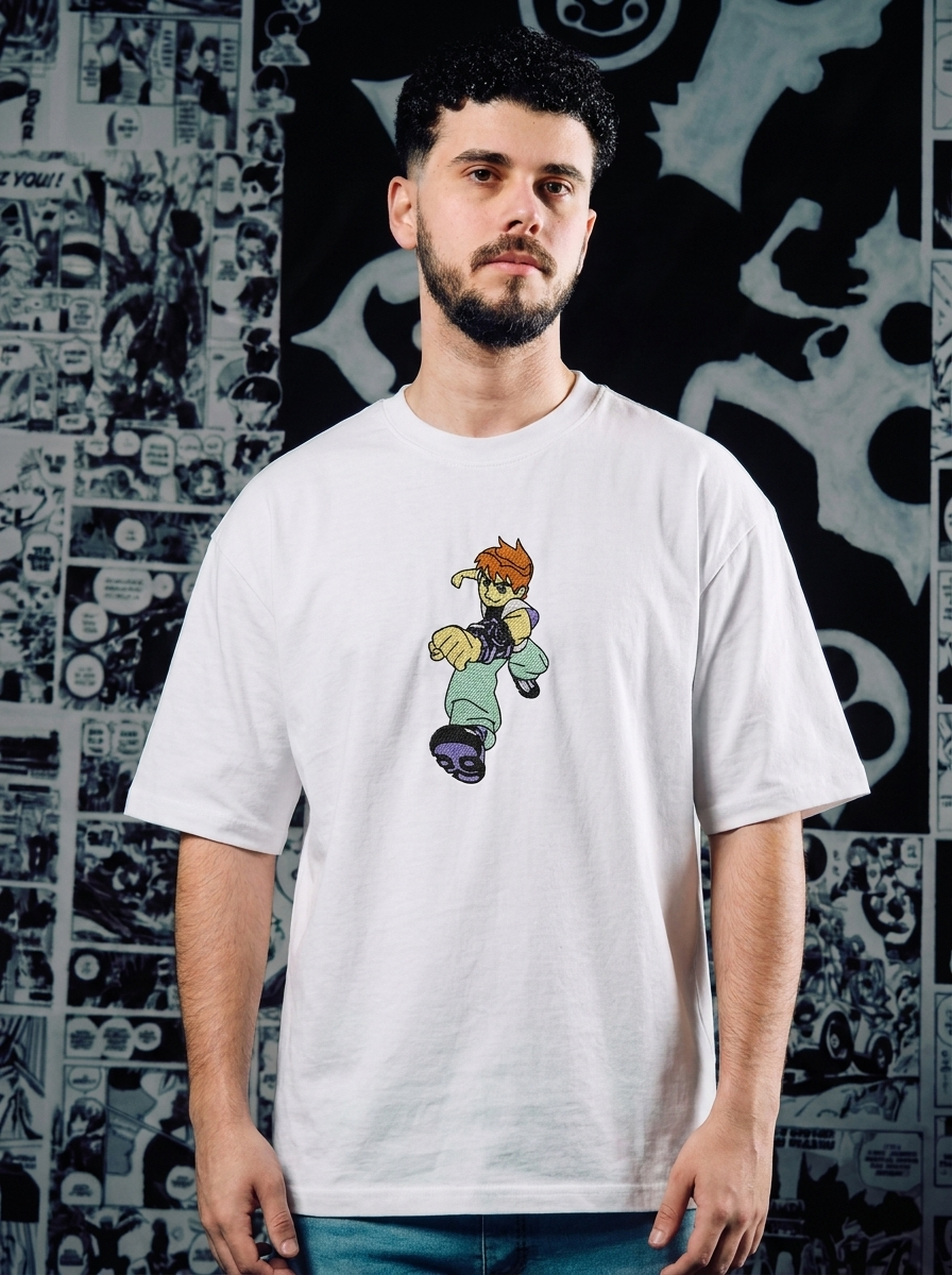 Omnitrix Hero Embroidered Tee - White