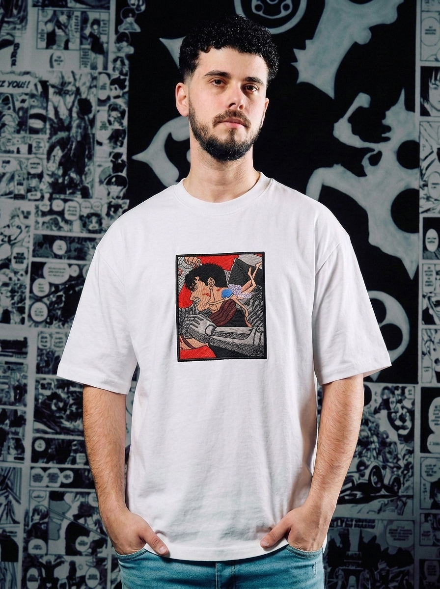 Hawk of Light Embroidered Tee - White