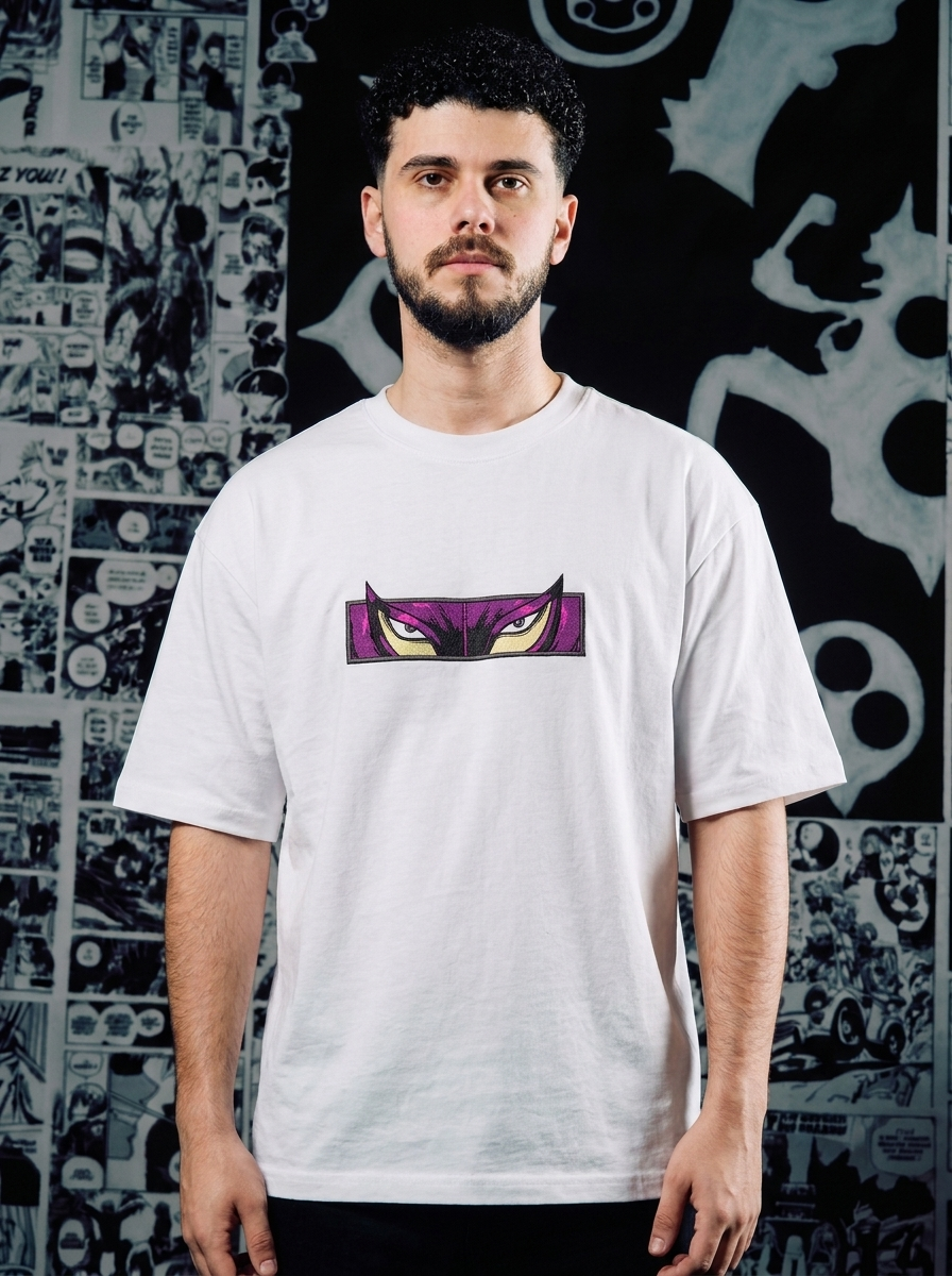Skull Knight Embroidered Tee - White