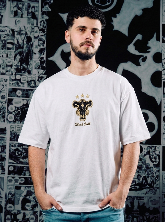 Black Bulls Squad Embroidered Tee - White
