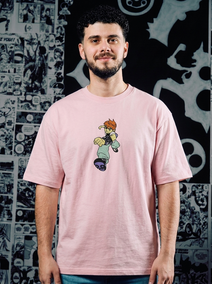 Omnitrix Hero Embroidered Tee - Light Pink