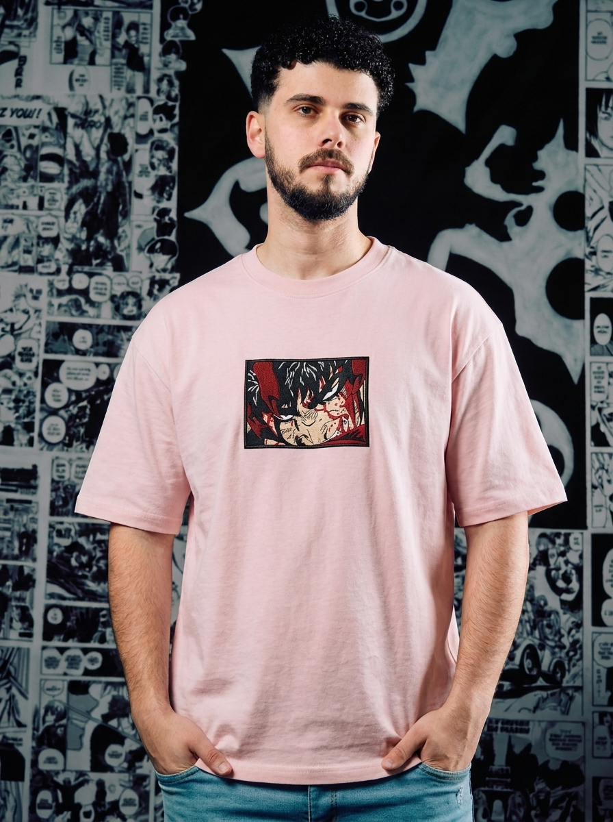 Struggler's Mark Embroidered Tee - Light Pink