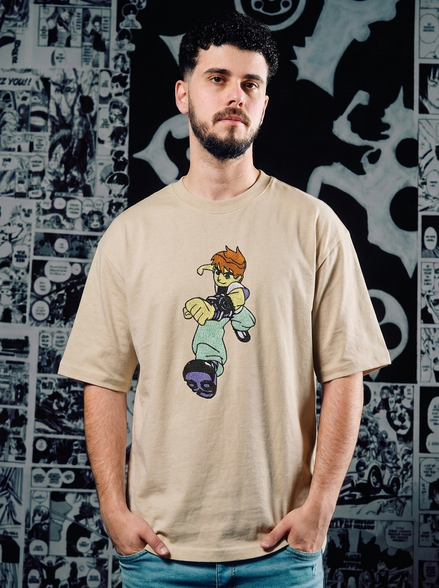 Omnitrix Hero Embroidered Tee - Beige