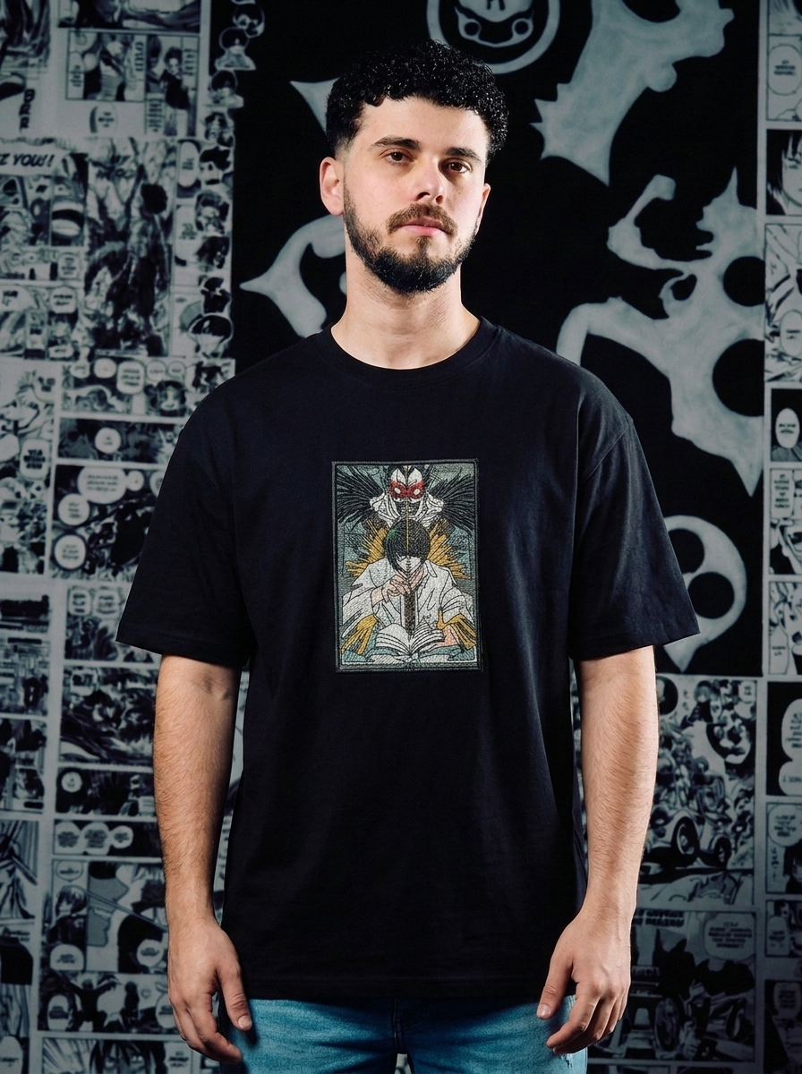 Shinigami's Apple Embroidered Tee - Black