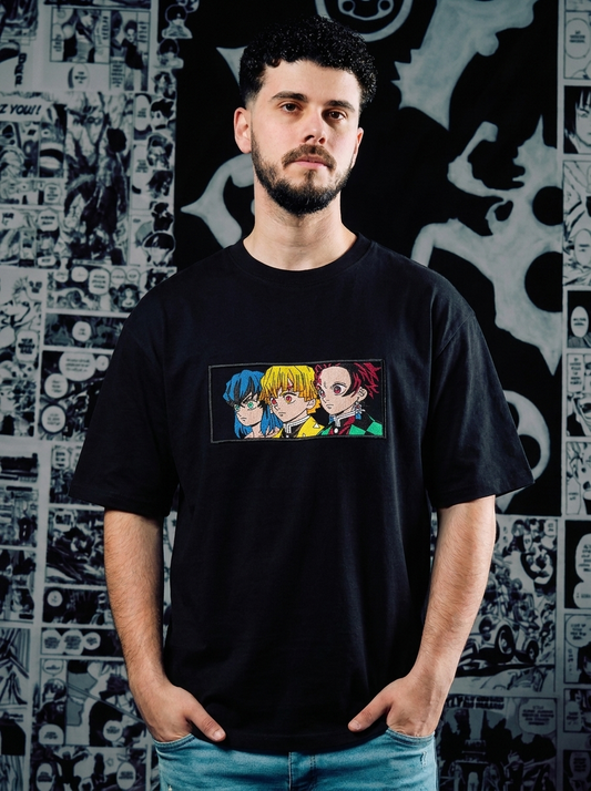 Thunderclap and Flash Embroidered Tee - Black