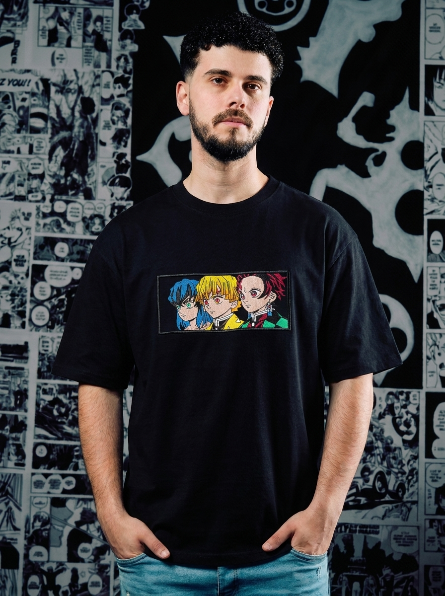 Thunderclap and Flash Embroidered Tee - Black