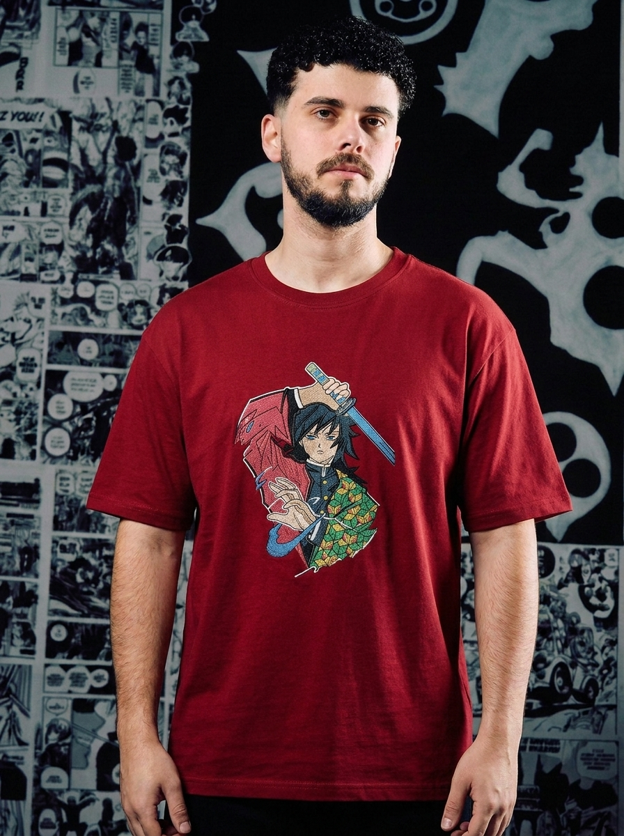 Progenitor of Demons Embroidered Tee - Dark Red