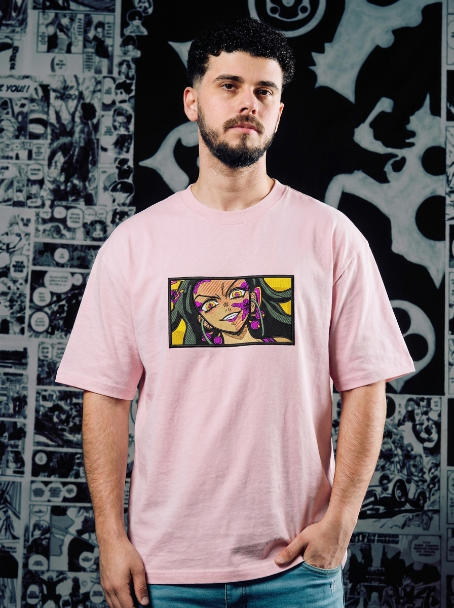 Water Hashira Embroidered Tee - Light Pink