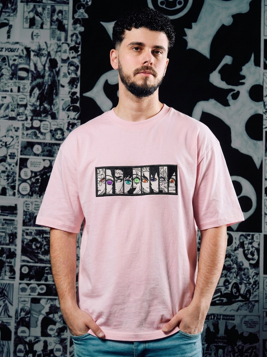 Serpent Hashira Embroidered Tee - Light Pink
