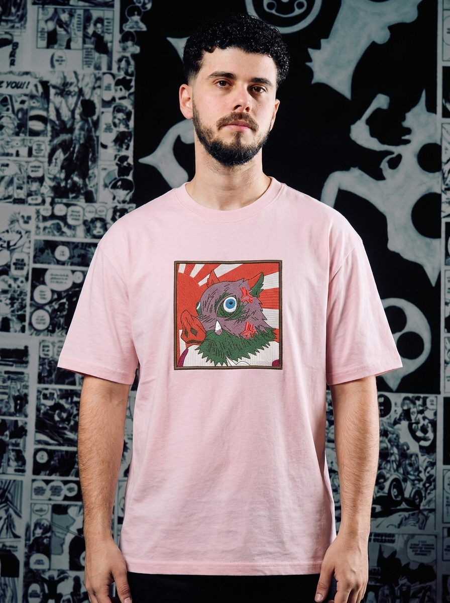 Upper Moon Six: Gyutaro Embroidered Tee - Light Pink