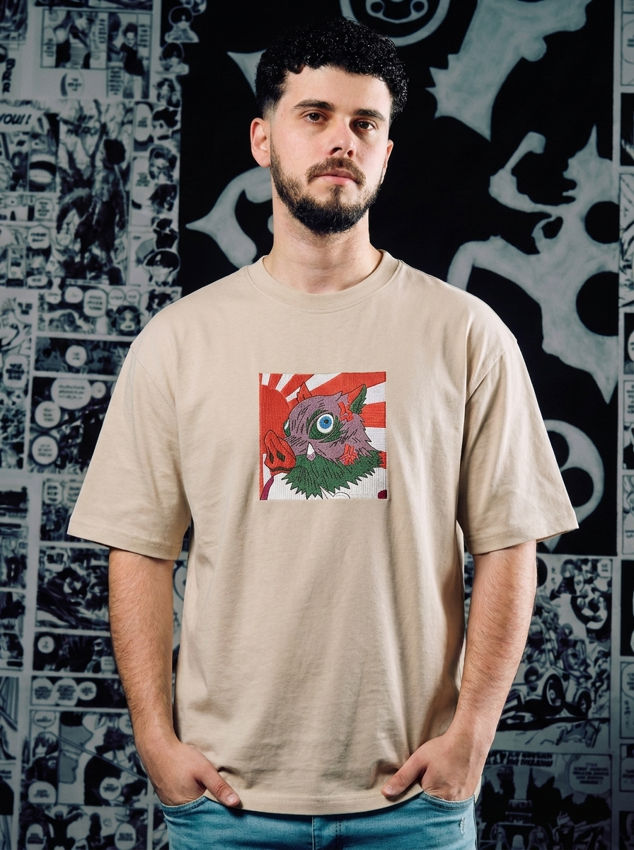 Upper Moon Six: Gyutaro Embroidered Tee - Beige