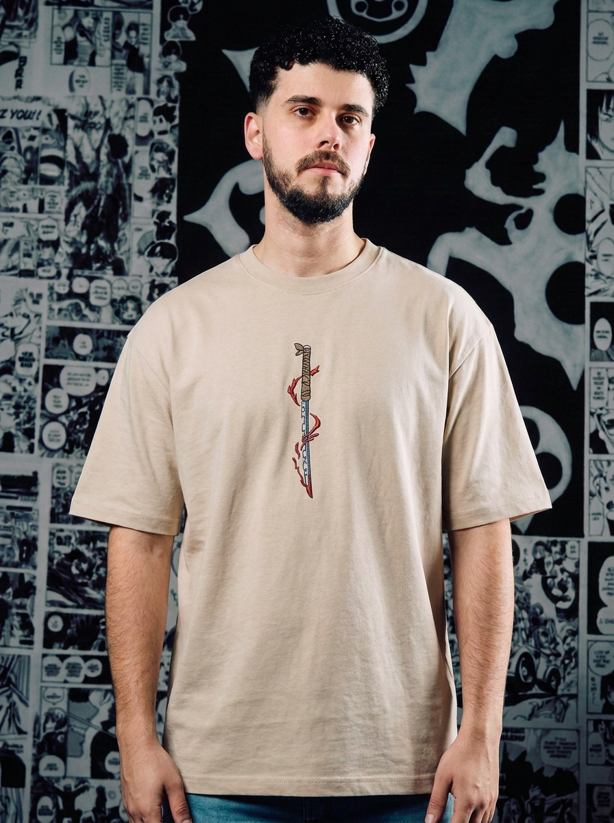 Upper Moon Six: Daki Embroidered Tee - Beige