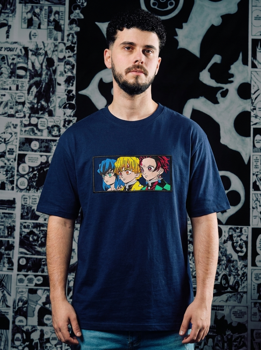 Thunderclap and Flash Embroidered Tee - Navy