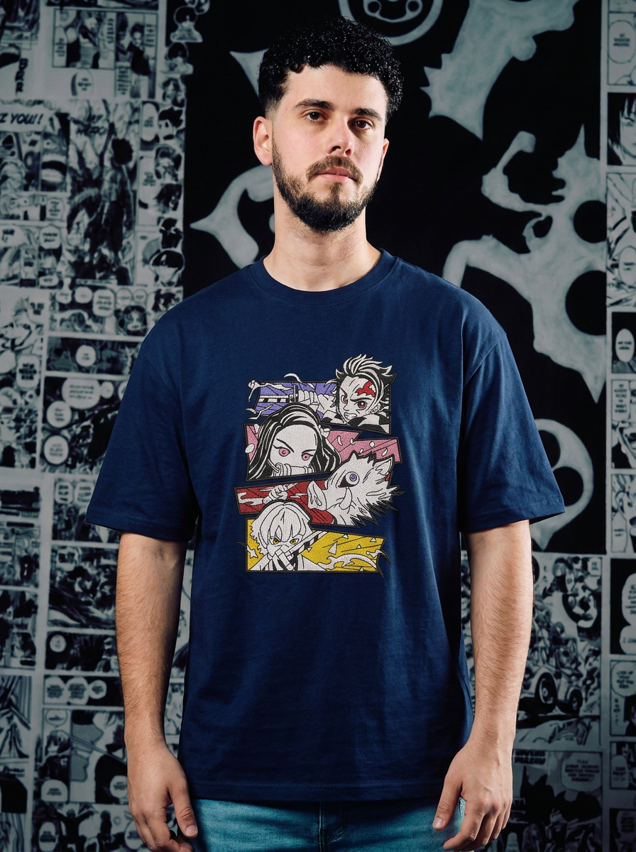 Beast Breathing Embroidered Tee - Navy