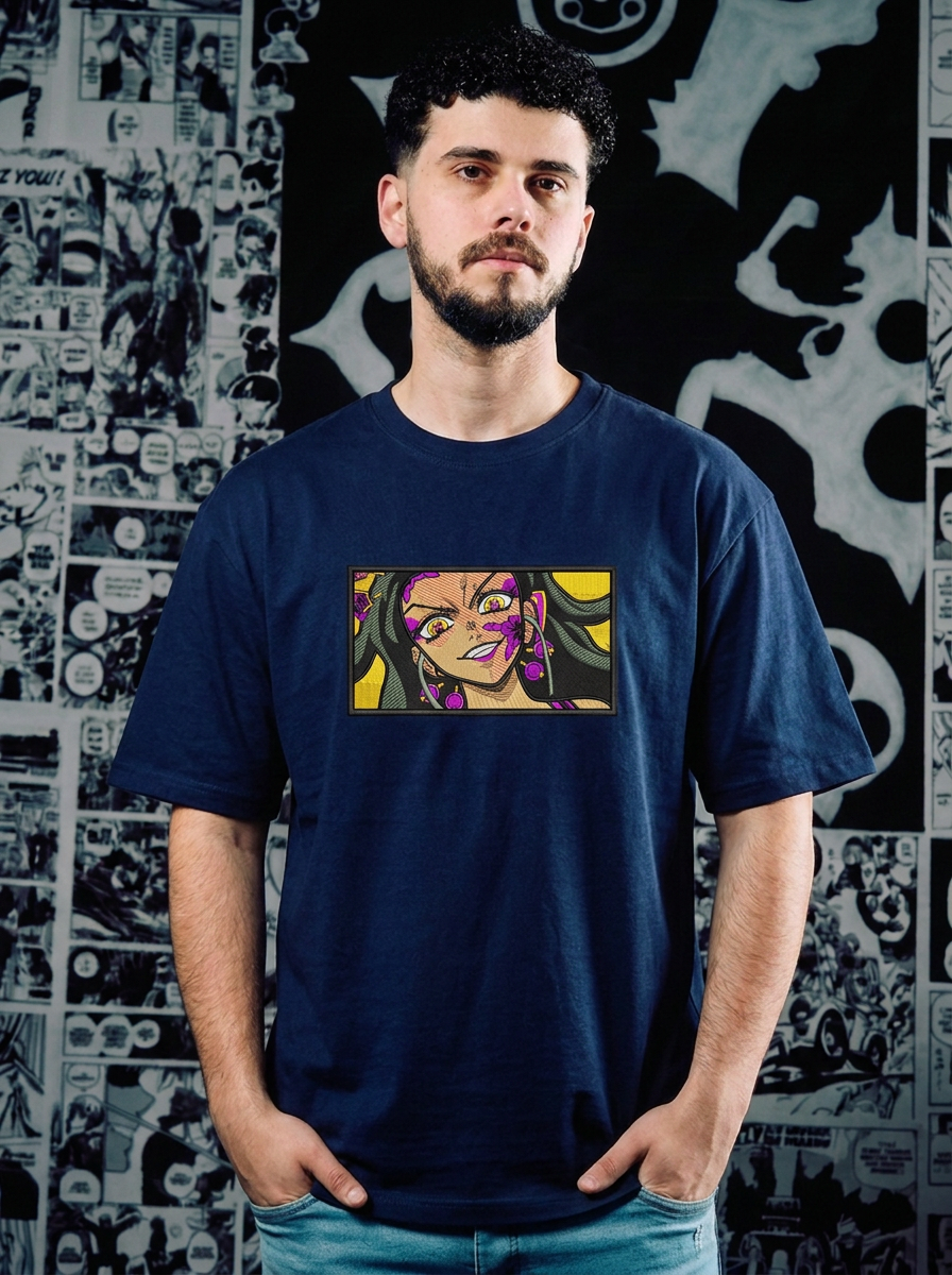 Water Hashira Embroidered Tee - Navy