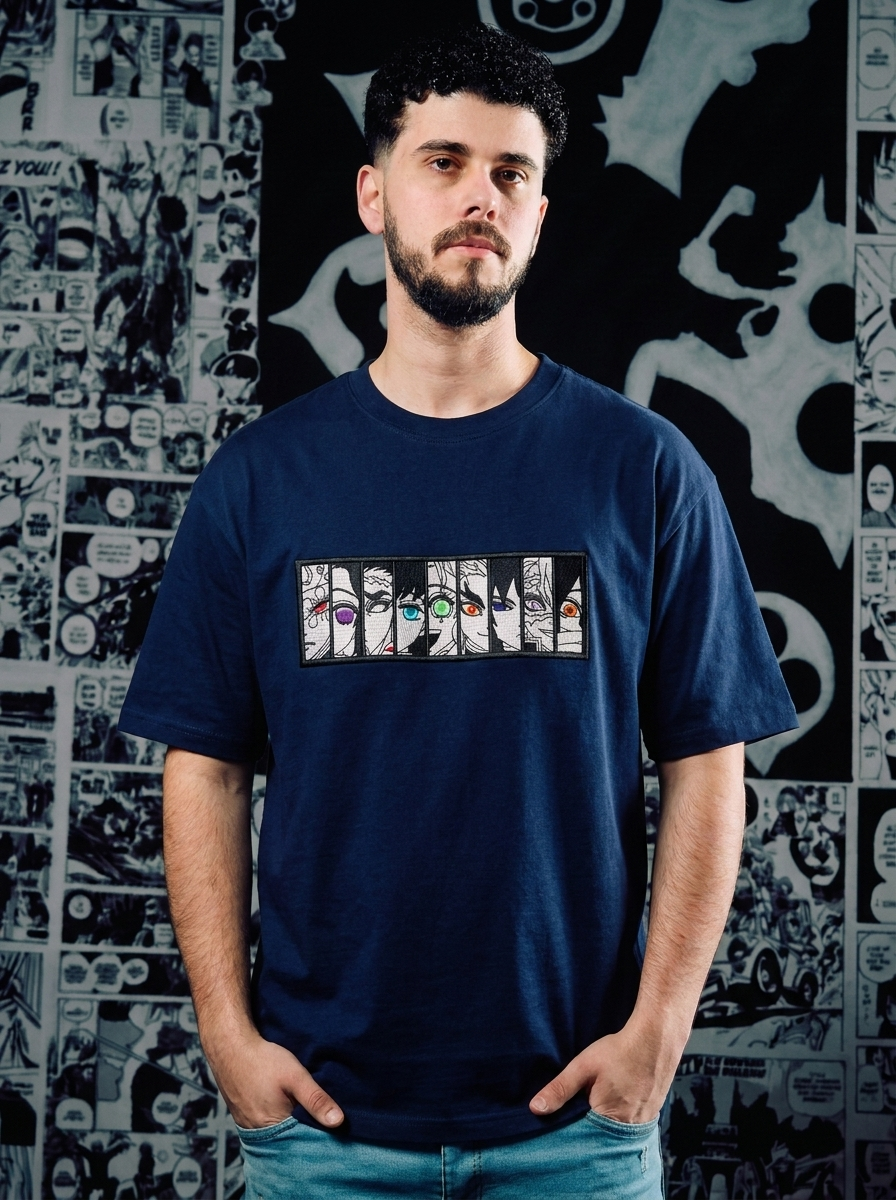 Serpent Hashira Embroidered Tee - Navy
