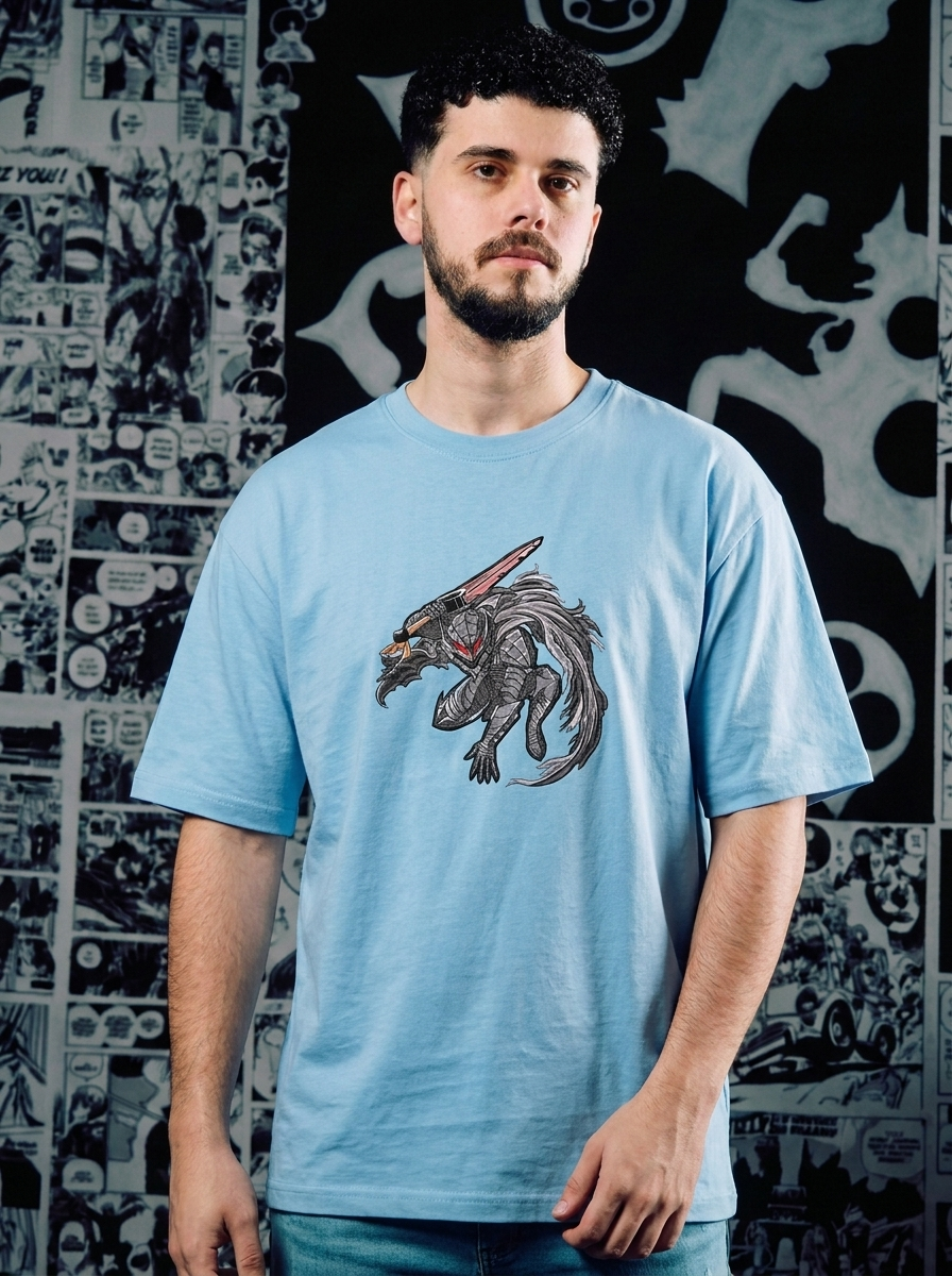 Inner Demon Embroidered Tee - Light Blue