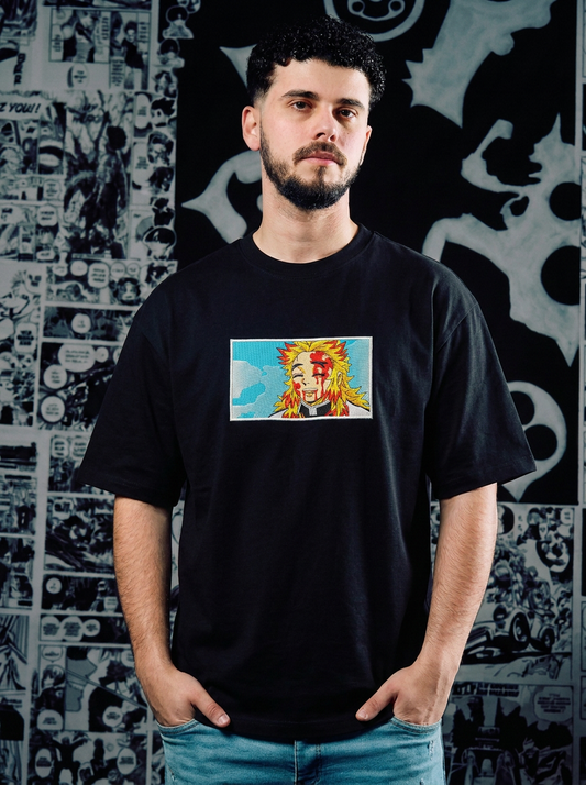 Hinokami Kagura Embroidered Tee - Black