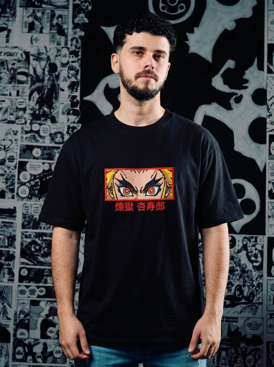 Demon Slayer Mark Embroidered Tee - Black