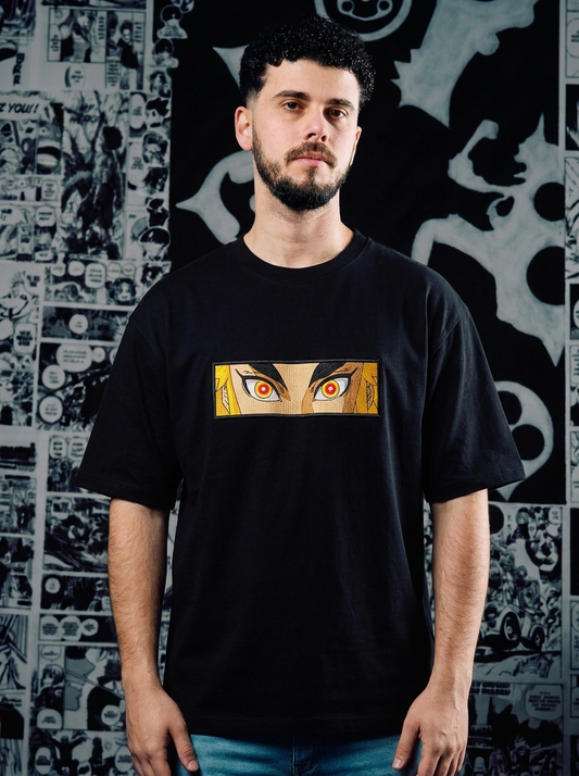 Sun Breathing Embroidered Tee - Black