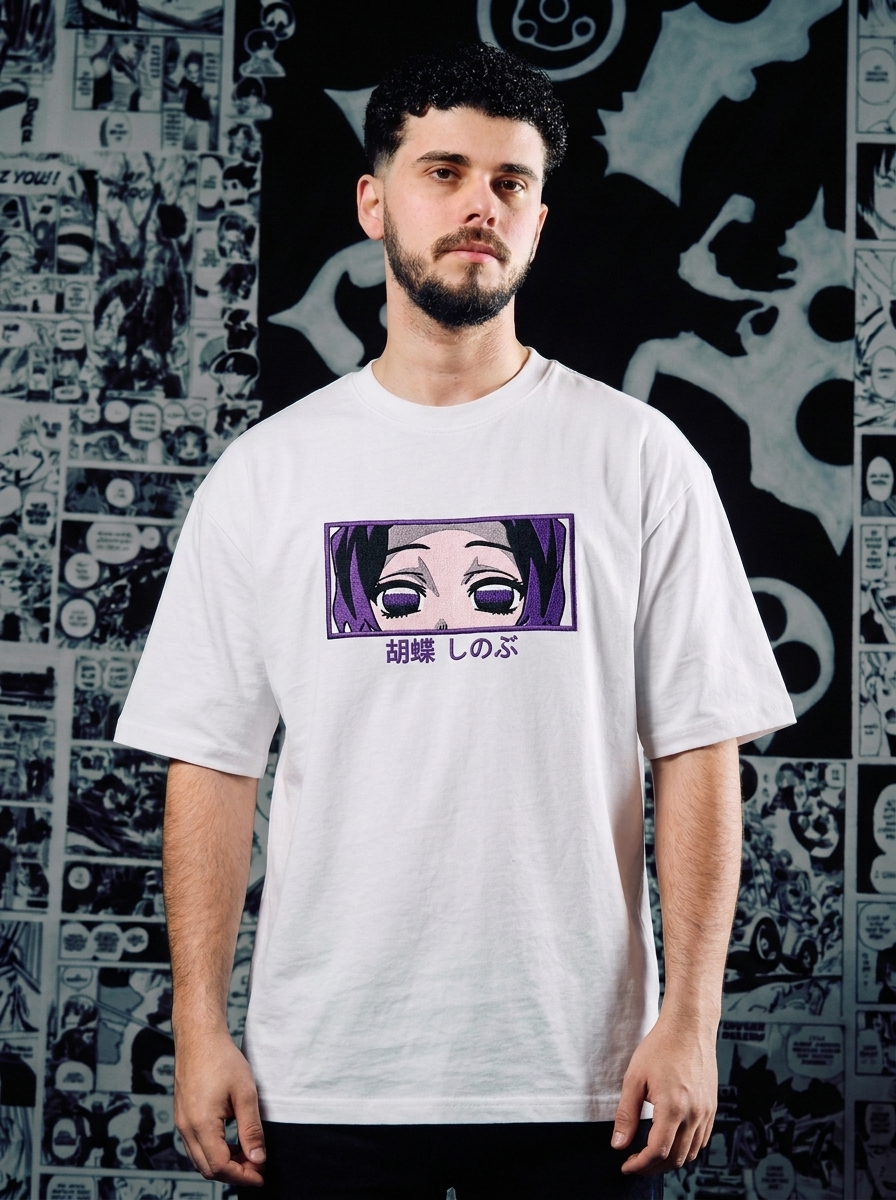 Twin Upper Moon Embroidered Tee - White