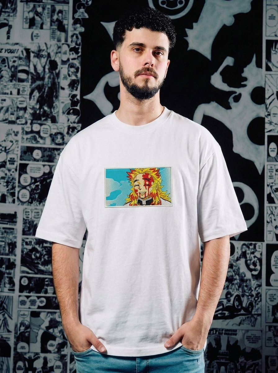 Hinokami Kagura Embroidered Tee - White