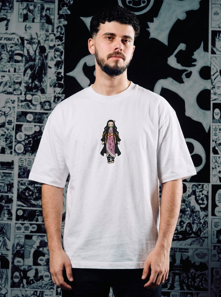 Wisteria Flower Crest Embroidered Tee - White