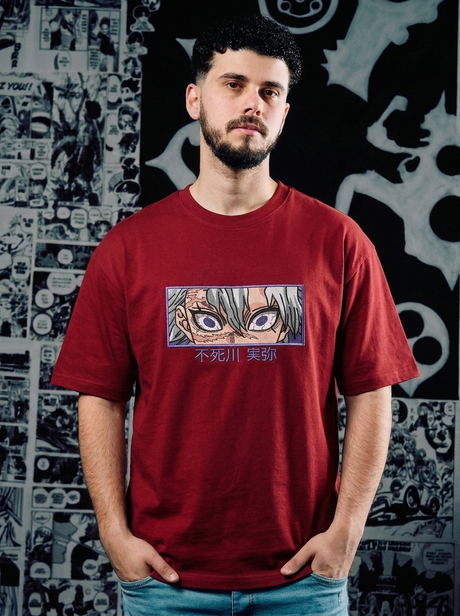 Demon Slayer Corps Embroidered Tee - Dark Red