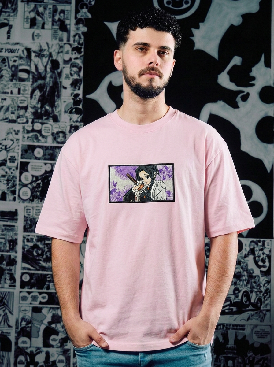 Muzan's Successor Embroidered Tee - Light Pink