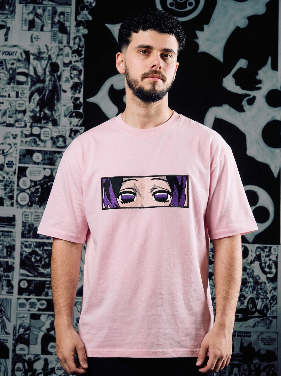 Twin Upper Moon Embroidered Tee - Light Pink
