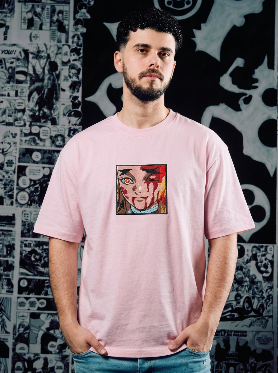 Nichirin Blade Embroidered Tee - Light Pink