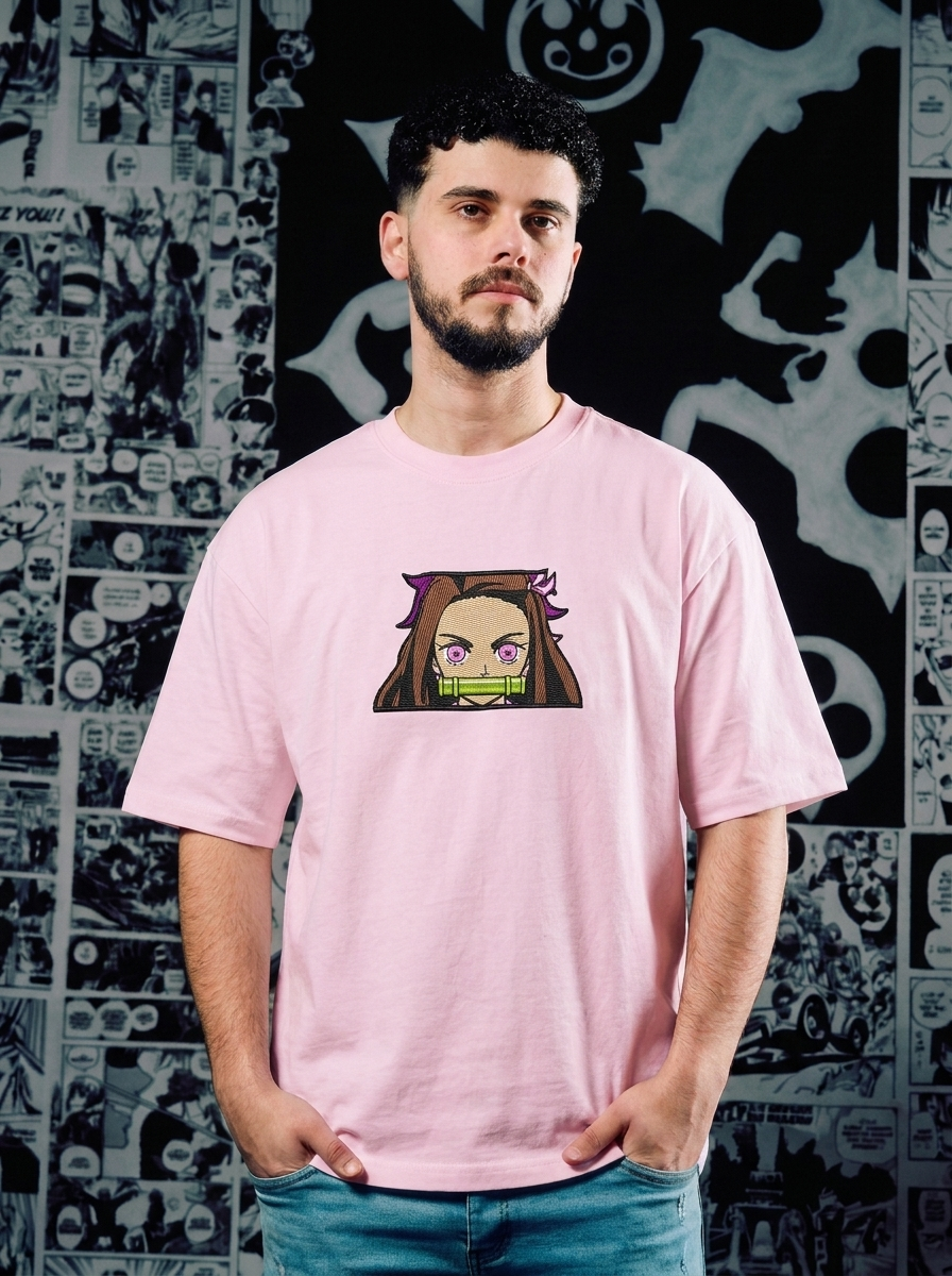 Kamado Family Crest Embroidered Tee - Light Pink