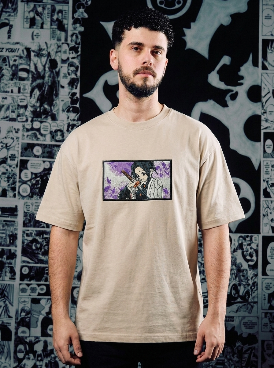 Muzan's Successor Embroidered Tee - Beige